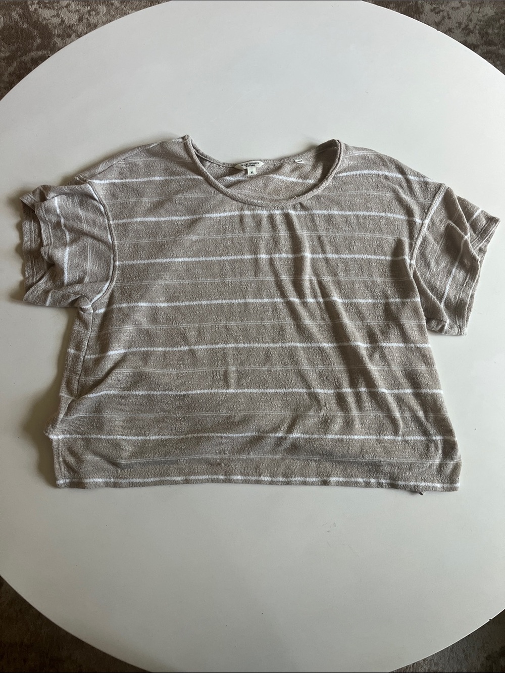 MAX STUDIO LONDON Knit Striped Short Sleeve Top, XL